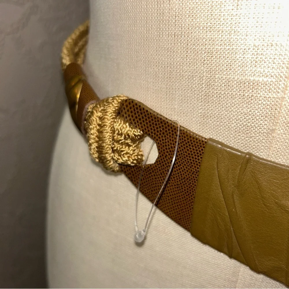 Elegant Tan Braided Women's Belt Vintage cosplay rope renaissance